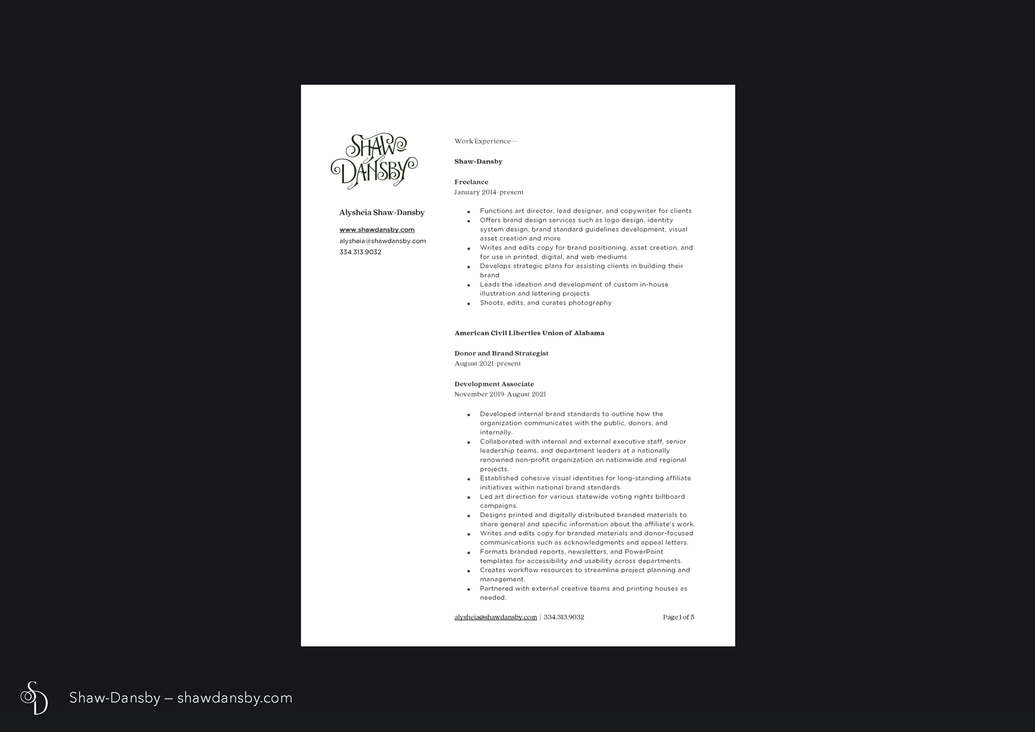 Shaw-Dansby Resume 1